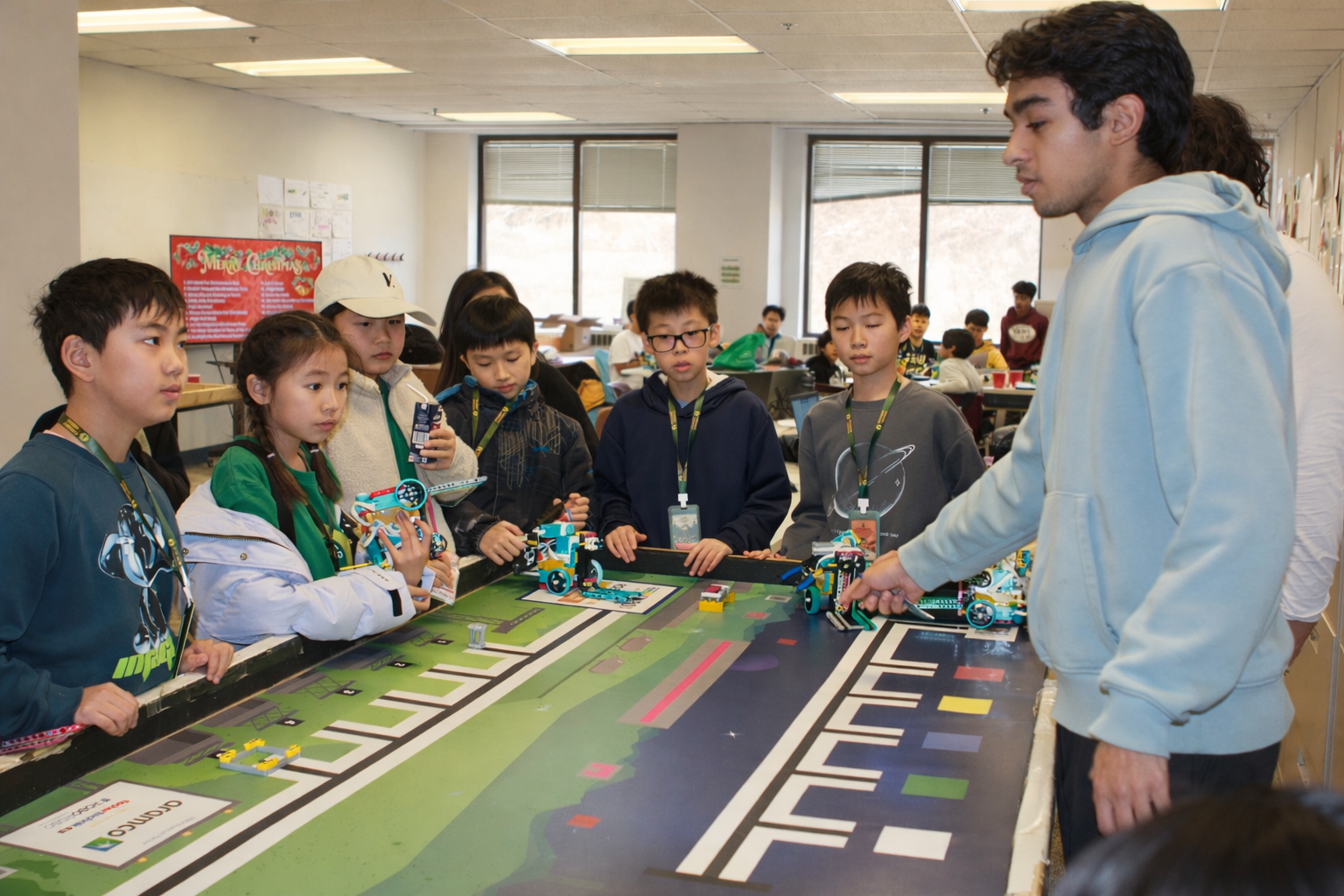 future engineers working on a robot