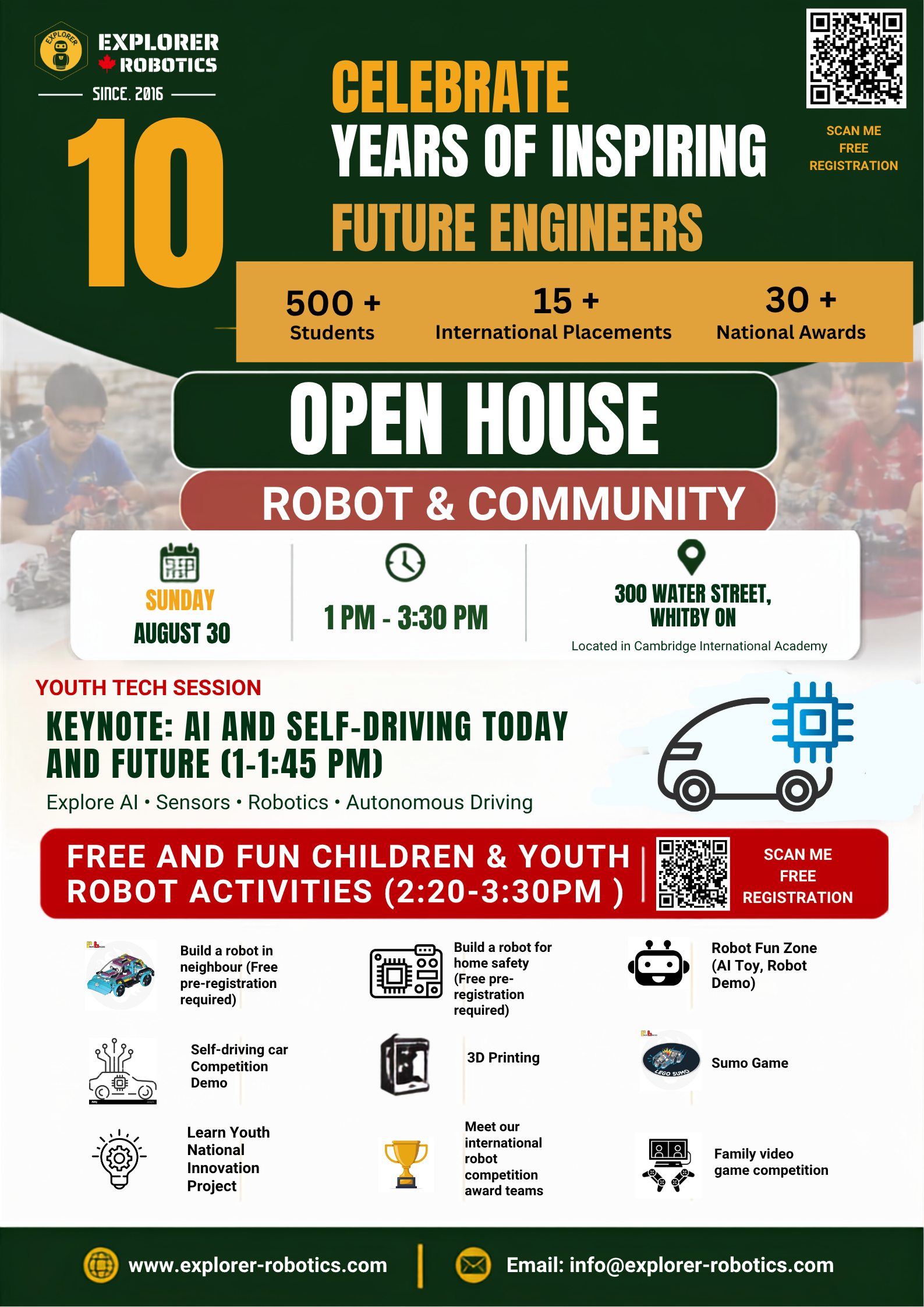 Explorer Robotics 10 Year Anniversary Open House banner